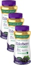 Nature 's Bounty Elderberry Gummies, Dietary Supplemen, Support Immune Health, Berisi Vitamin A, C, D, E dan Zinc, 100 mg, 70 Gummies (Paket 3)