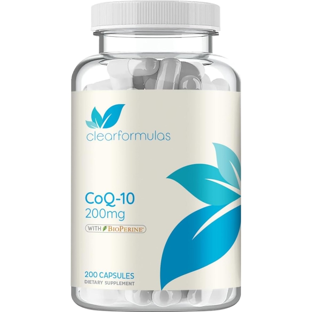 CoQ10 200mg dengan BioPerine - Enhanced Absorpsi Coenzim Q10 200mg Ventibiodant for Heart Energy and Aging Dupport - High Stability CoQ10 Ubiquinone Caps - Made in a cGMP US Lab (200 Servings)