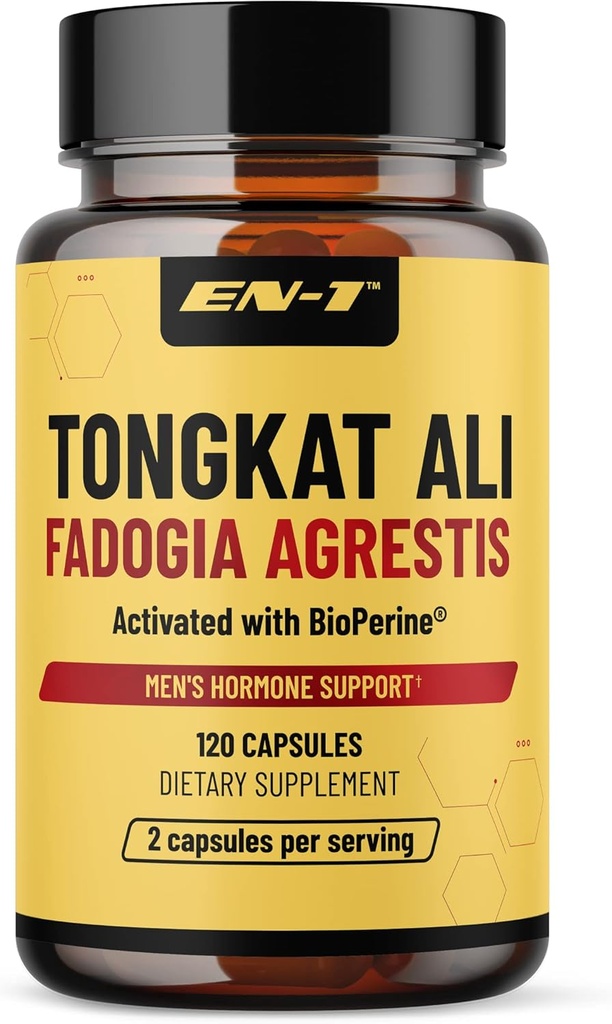 EN-1 Tongkat Ali untuk Pria (Longjack) Fadogia Agrestis dan Tongkat Ali Suplemen 1205mg per Serving dengan BioPerine, Tongat-ali untuk Pria - 120 Capsules Tonkat - Ali Long Jack