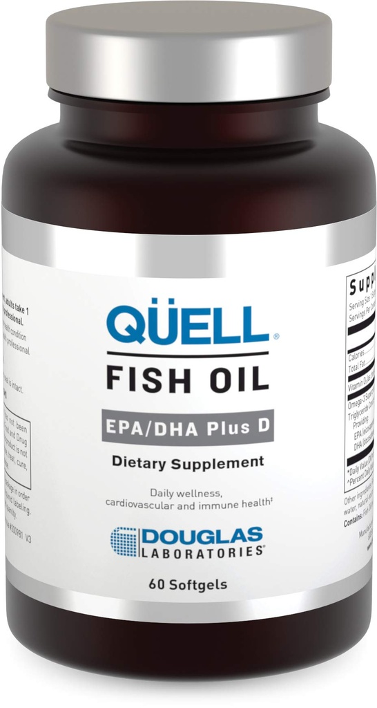 Laboratorium Douglas Quell Fish Oil EPA / DHA Plus D 124; 3: 2 Rasio EPA ke DHA EscerOmega 3 Fatty Acids Ditambah 1.000 I.U. dari Vitamin D3 * 124; 60 Softgeels