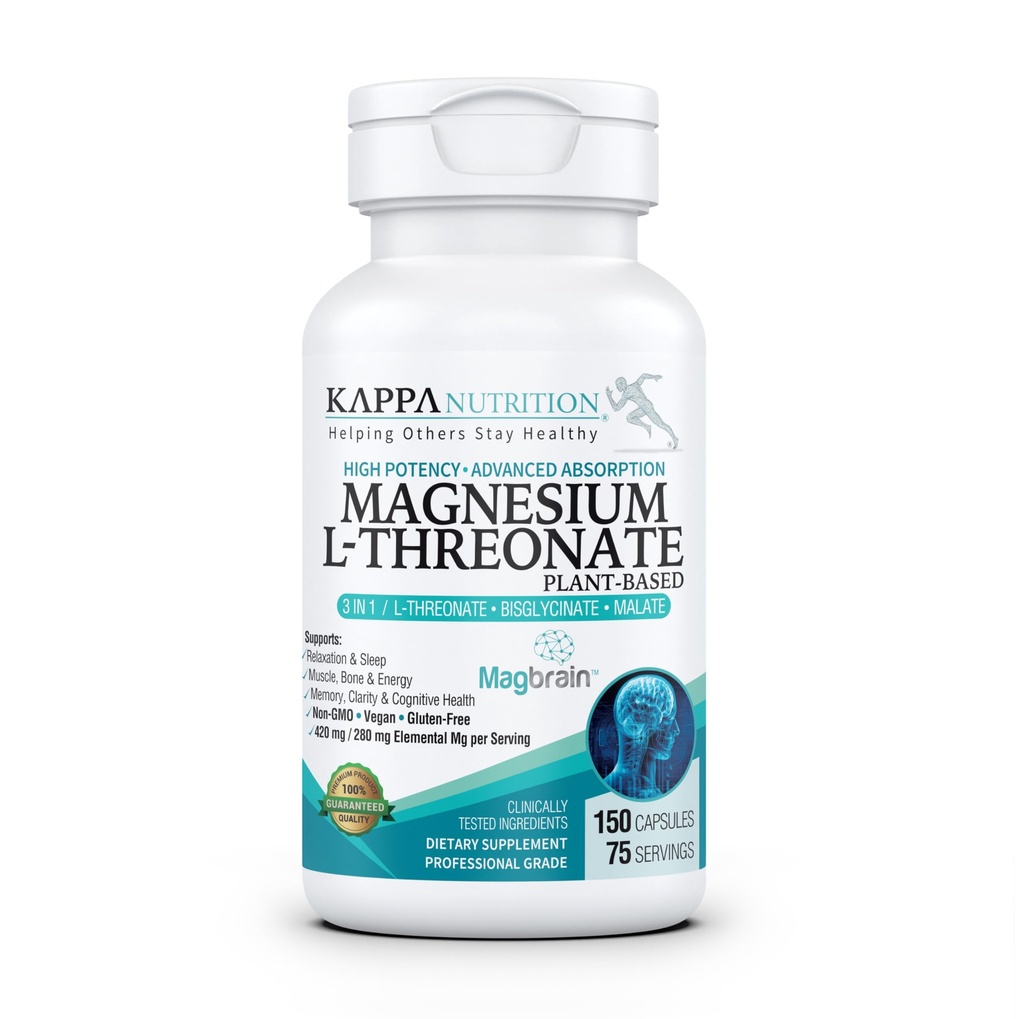 PLTN PLTN-PLN-Magnesium Kappa Nutrition yang didukung oleh PLTN-420mg Elemental Magnesium (3 Kapsul) dari 2.253mg, 150 Vegan Capsules, Brain, Sleep & Muscle Support.