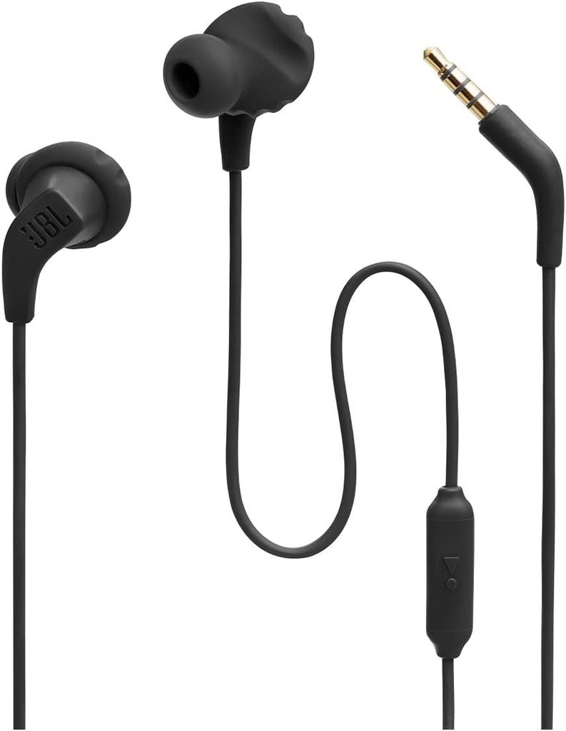 JBL Endurance Run 2 Wired - Waterproof Wired Sports in-Ear Headphones, Murni Bass Sound, Hands-Free Calls, Never Hurt. Jangan pernah jatuh.