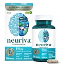 Suplemen NEURIVA Plus Brain untuk Memori, Fokus dan Konsentrasi Fungsi + Kognitif dengan Clinically Diuji Ootropics Phoshatidyserizer dan Neurofactor, Vitamin B6 & B12, 30 Count Capsules