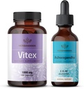 HERBAMAMA Vitex dan Ashwagandha Kit - Bundle of 1000 mg Vitex Chasules & Ashwagandha Liquid Drops 2 - Vegan, Non- GMO, Sugar & Alcohol-Free - 2 Pack