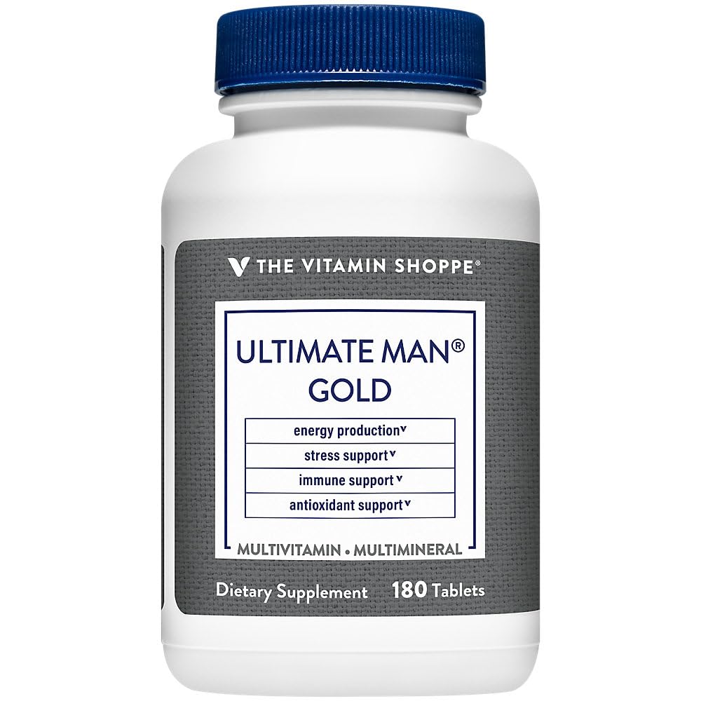 The Vitamin Shoppe Ultimate Man Multivitamin - High Potency Energy & Antioksidant Blend - Comprehensive Daily Multi- Mineral Suplemen Untuk Kesehatan Optimal Men - Gluten & Dairy Free (180 Tablet)
