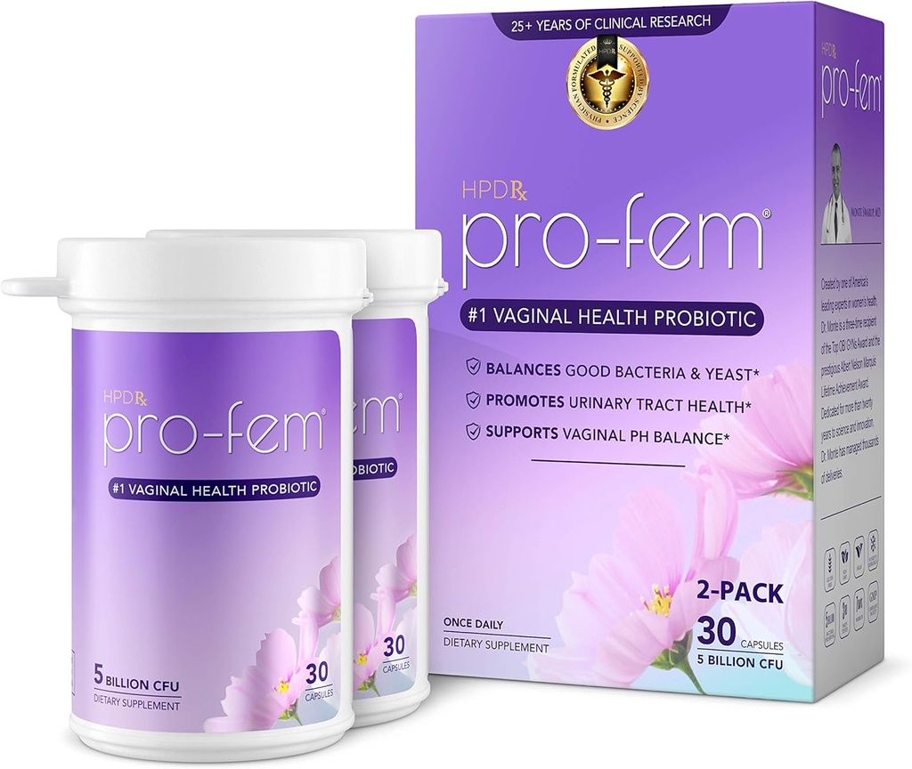 HPD Rx Pro-Fem # 1 Vaginal Health Probiotic 124; Vaginal Progress 124; secara klinis Proven ke Progress Yeast & PH Balance, Urminary Tract Health 124; Feminin Programles 124; Bekerja dalam 7 hari selama 1244; 30 Capsules 124- Pack