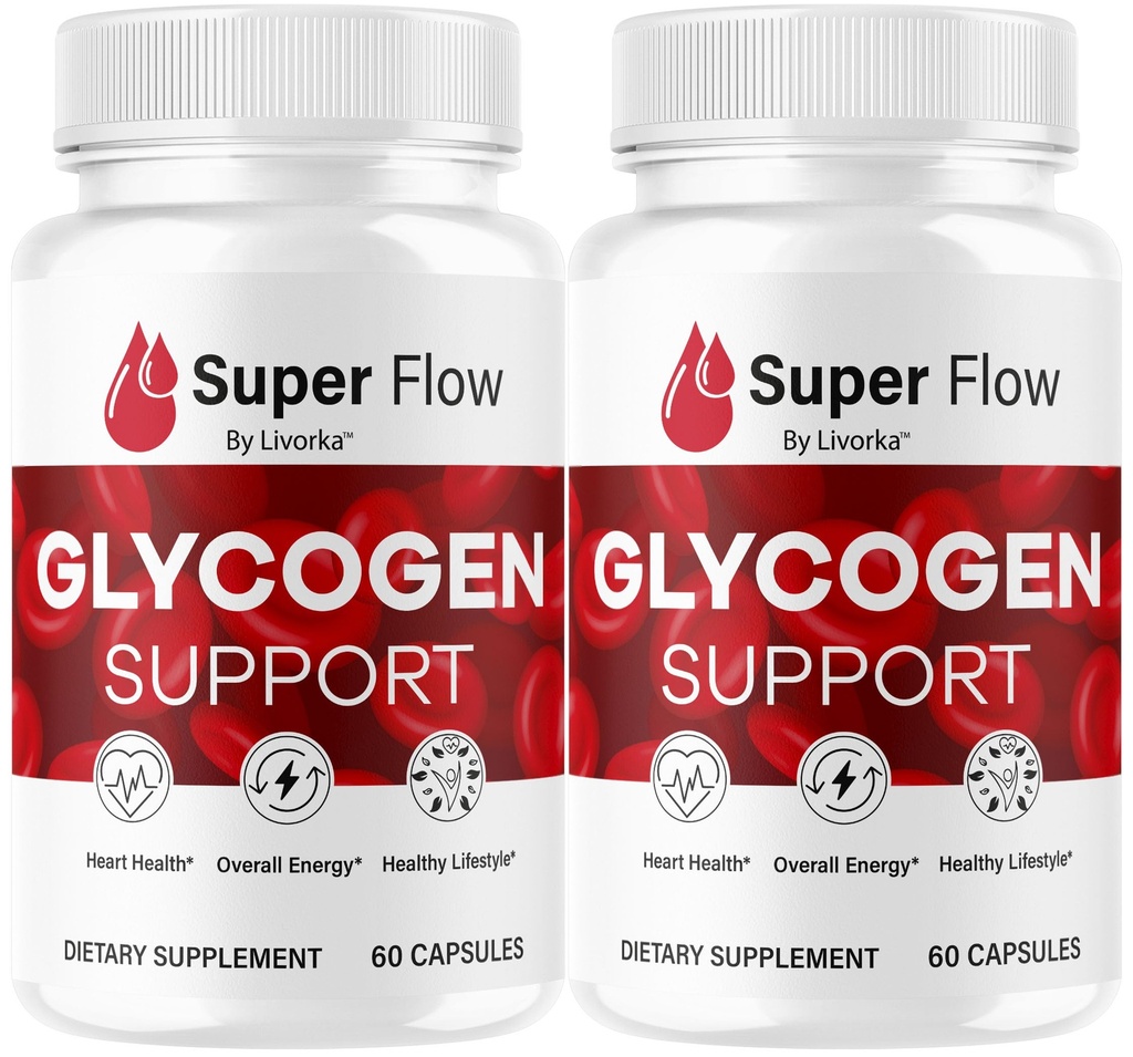 (2 Paket) Super Flow Glycogen - SuperFlow Glycogen Dukung Kapsul, Super Flow, Glycogen Dukung Super Flow, SupperFlow Glycogen Dukungan, Super Flow Glyco Optimizer, 60 Capsules untuk 2 Bulan
