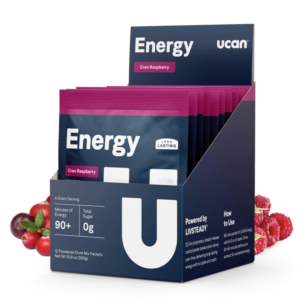 Powder Energi UCAN, Cran-Raz, Keto, Sugar-Free Pre & Post Workout untuk Pria & Women, Non-GMO, Vegan, Gluten- Free, Runners, Gym-Goers and High Performance Athletes (12 Pegawai, 25g)