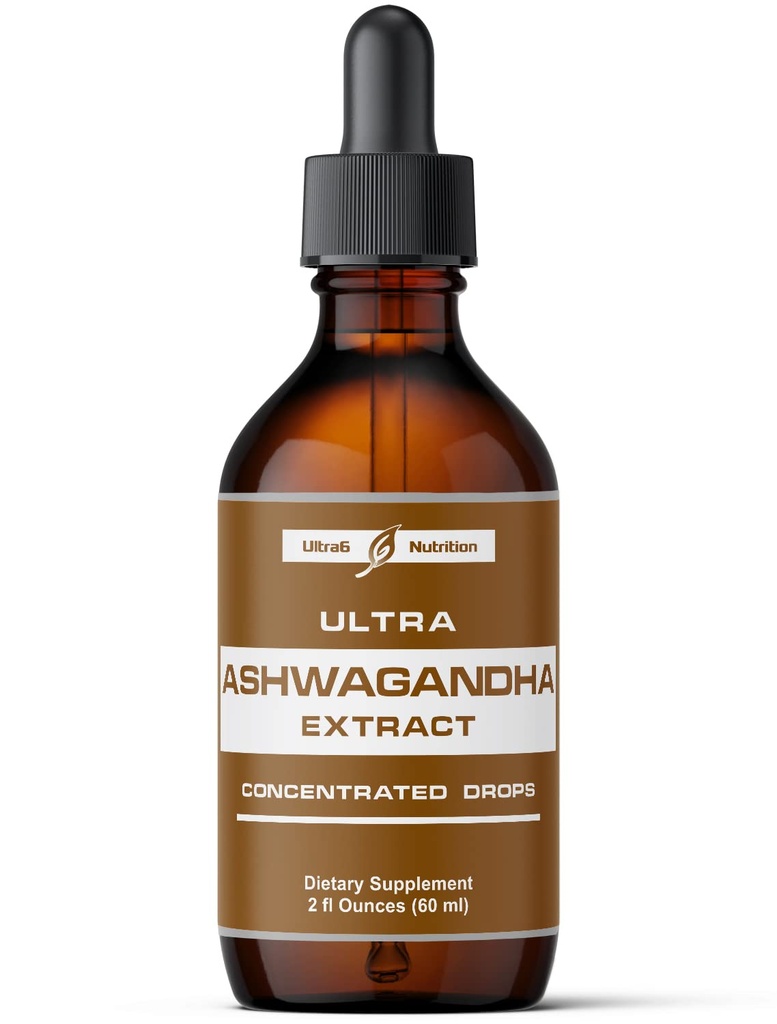 "Ultra6 Nutrition Ashwagandha Liquid Drops" - "Organic Ashwagandha Suplemen" dengan "Rhodiola Rosea" - "Root Extract for Mood and Energy" - "Supplemen Pria & Perempuan"