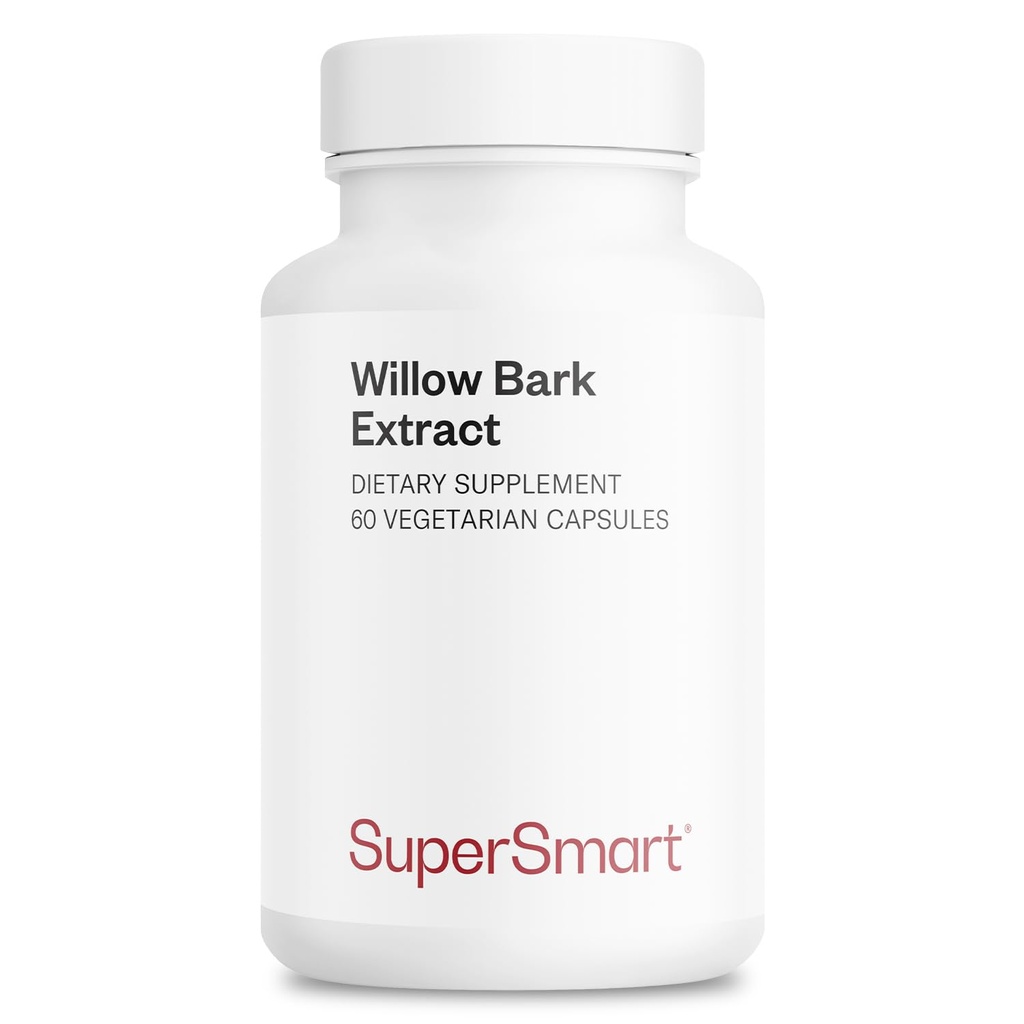 Supersmart - Willow Bark Extract 530mg per hari (High Potency) - 15% Salicin - Natural Willow Herb Suplement 126; Non-GMO & Gluten Free - 60 Vegetarian Capsules