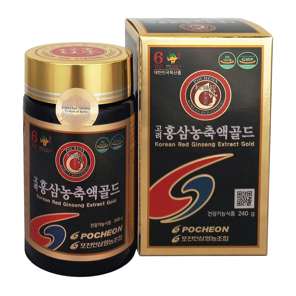 Pocheon 240g (8.5oz), 100% Pure Korea 6 Tahun Root Panax Red Ginseng Extract Gold, TOP Ginsenoside, Saponin, Ginseng Herbal Supplemen Natural Immune