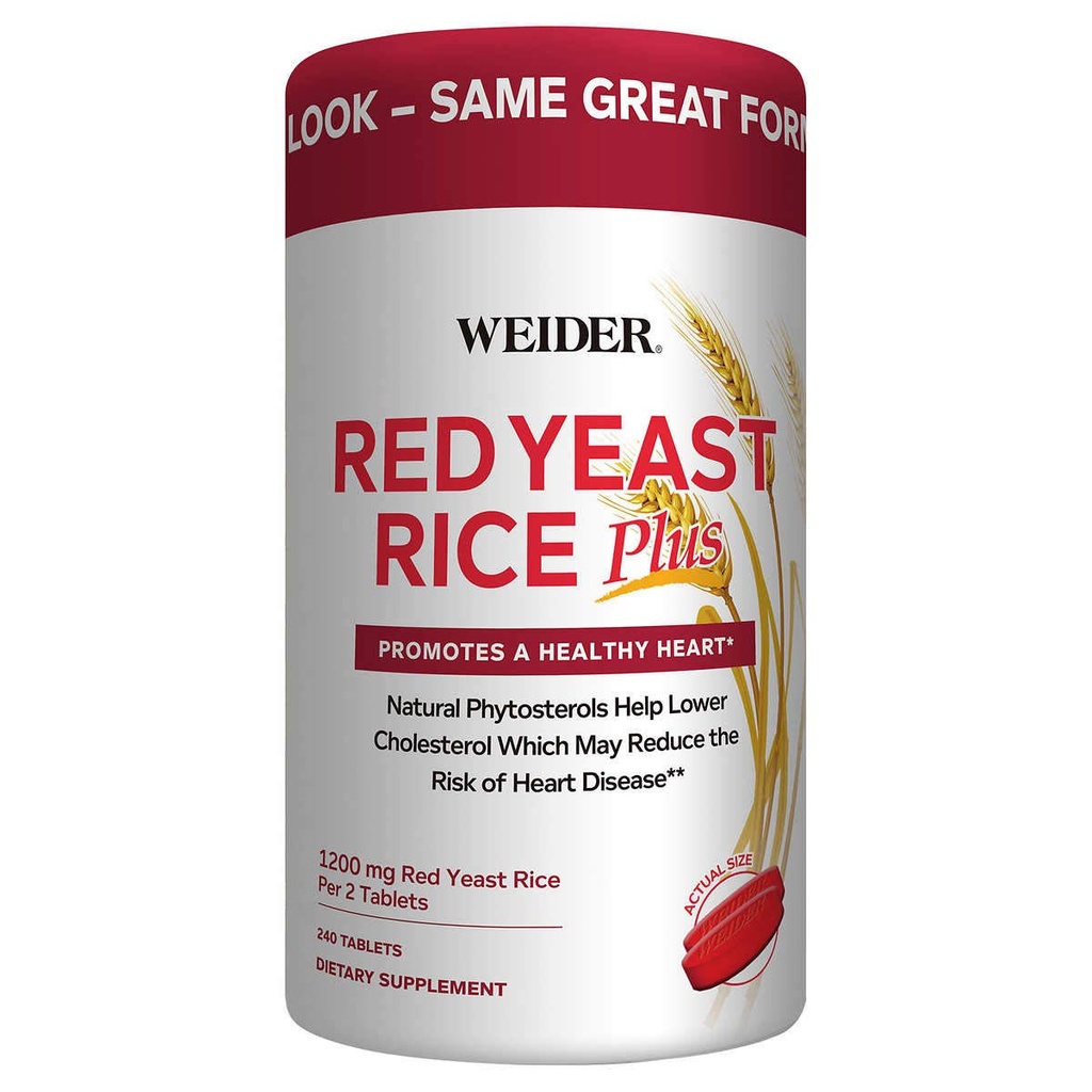 Weider Red Yeast Rice Plus 2-Pack with Phytosterols 1200 mg per 2 tablet (240 Tablet X 2)