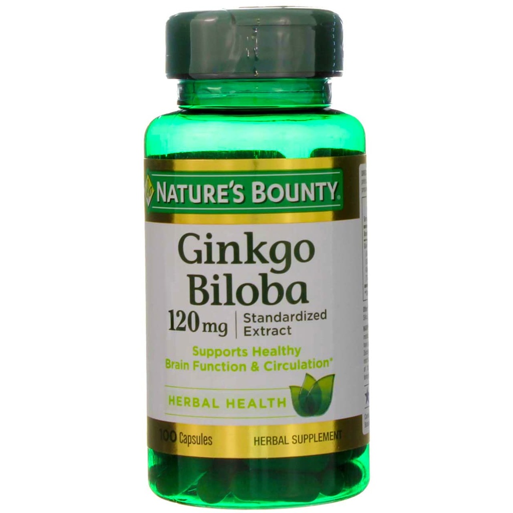 Nature 's Bounty Ginkgo Biloba 120 mg Double Strength - 100 Kapsul, Paket 2