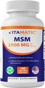 Vitamin MSM 2000 mg dengan Vitamin C 75mg per Serving - 180 Veg Capsules - Vitamin C Aid in Better absopriton of MSM (Methylsulfonymetana) - Non-GMO & Gluten Free