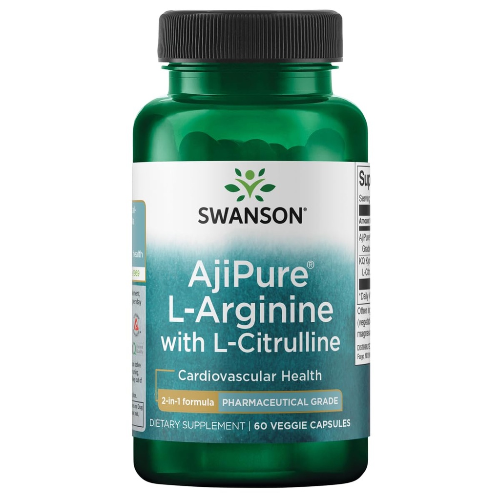 Swanson Amino Aciid Ajipure L- Arginine dengan L- Citrulline 60 Veg Capsules