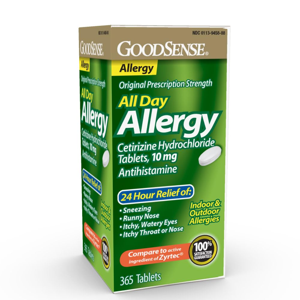 GoodSense All Day Allergy, Cetirizine Hydrochloride Tablet, 10 mg, Antihistamin, 365 Count