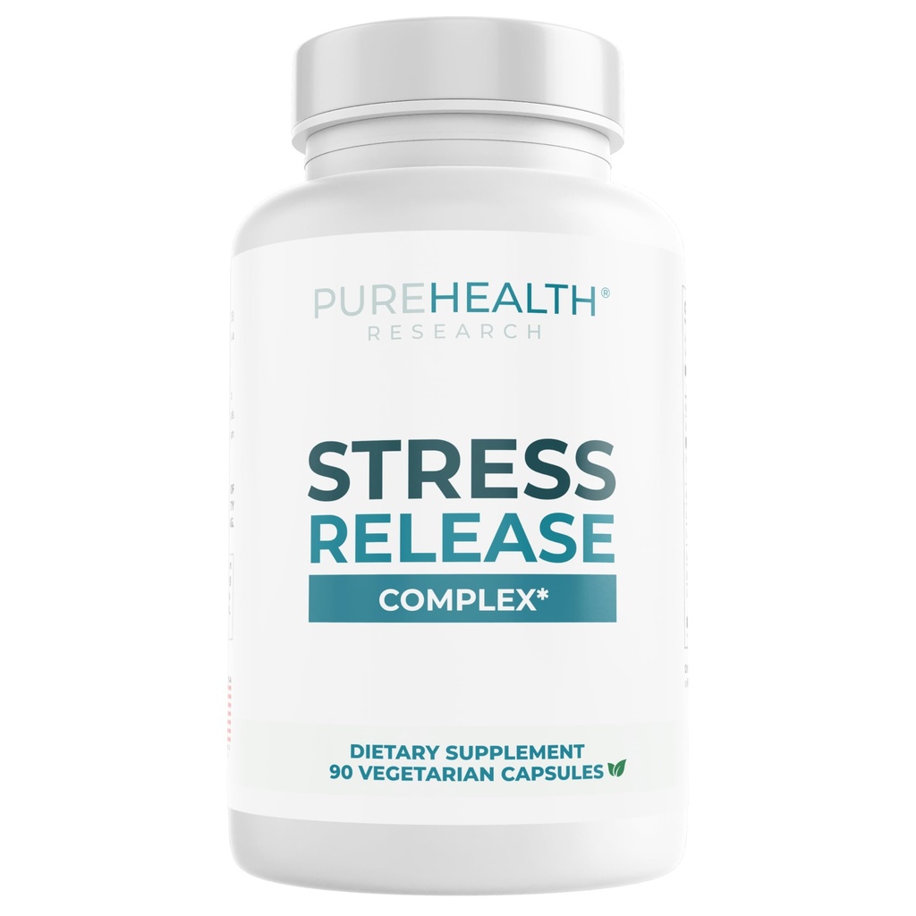 Kompleks PUREHEALTH RESEARCH Stress Rilis - Mood Dukungan untuk Perempuan & Pria - Membantu Dengan Stres Occasional & Relaxation - Dengan Ashwagandha, L Theanine, Lemon Balm, Niacin & More - 90 Capsules