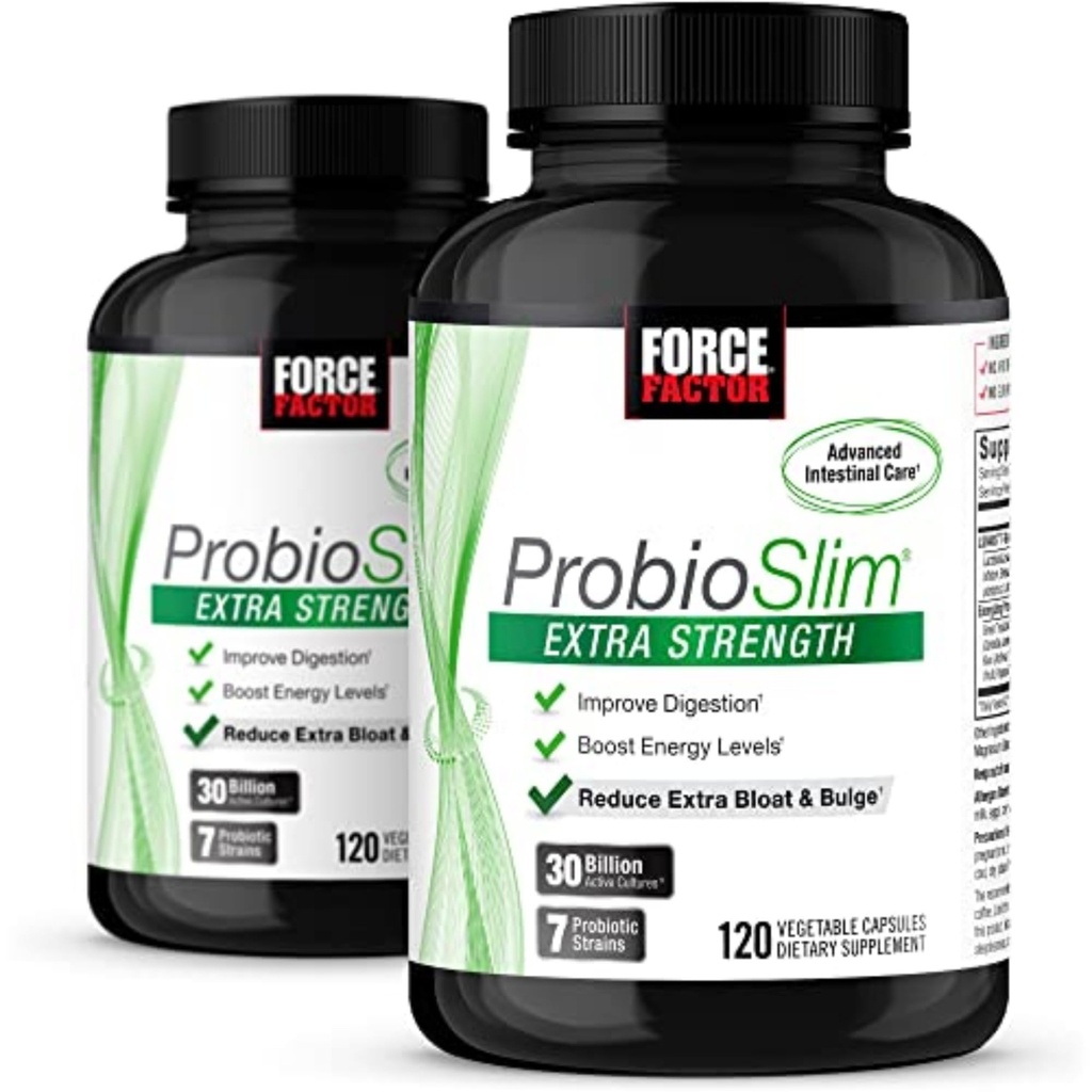 Angkatan Factor ProbioSlim Ekstra Kekuatan, Probiotic Suplemen untuk Perempuan dan Pria dengan 30 Miliar CFU dan Green Tea Extract for Gut Health Support, Bloating and Gas Relief, 120 Count (Paket 2)