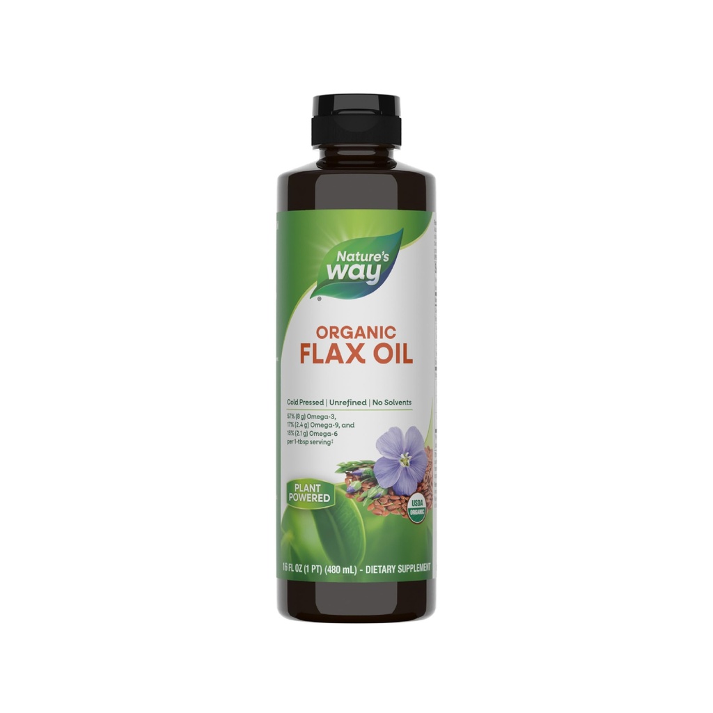 Nature 's Way Organic Flax Oil, USDA Sertifikasi Organik, Omega- 3, 6, 9, Cold Menekan, 16 Fl Oz (Packaging May Vary)