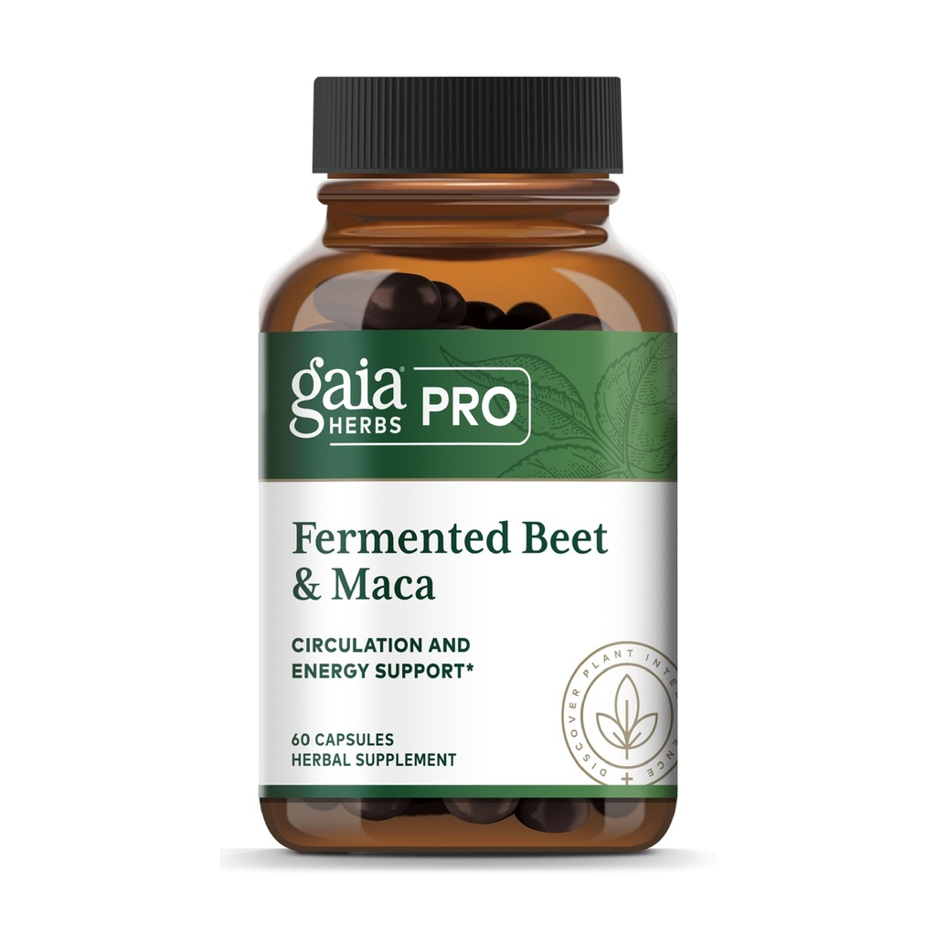 GAIA HERBS PRO Fermentasi Beet & Maca - Energi Kesehatan & Circulation Supplement * - Ginney Health Suppplement with Beet & Carrot Root - Vegan, Gluten- Free, Soy- 60 Capsules (30 Pelayan)