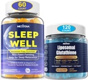 Melonatin Free Natural Sleep Gummies for Aduts + Lipomal Glutathione Gummies Suppplemen Perempuan