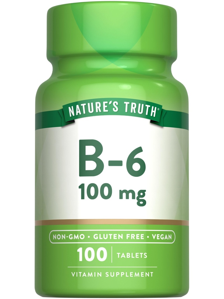 Nature 's Truth B6 Vitamin 126; 100mg 124; 100 Tablet 124; Vegan, Non-GMO & Gluten Free Suplemen