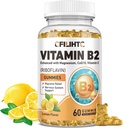 Vitamin B2 Gummies Riboflavin 400mg Tambahan untuk Anak-anak & Dewasa - Magnesium Glycinate, Zinc, CoQ10, Vitamin B12 - Migraine Relief & Energi, Dukungan Sistem Gugup, Sugar Free Lemon Flavor, 60