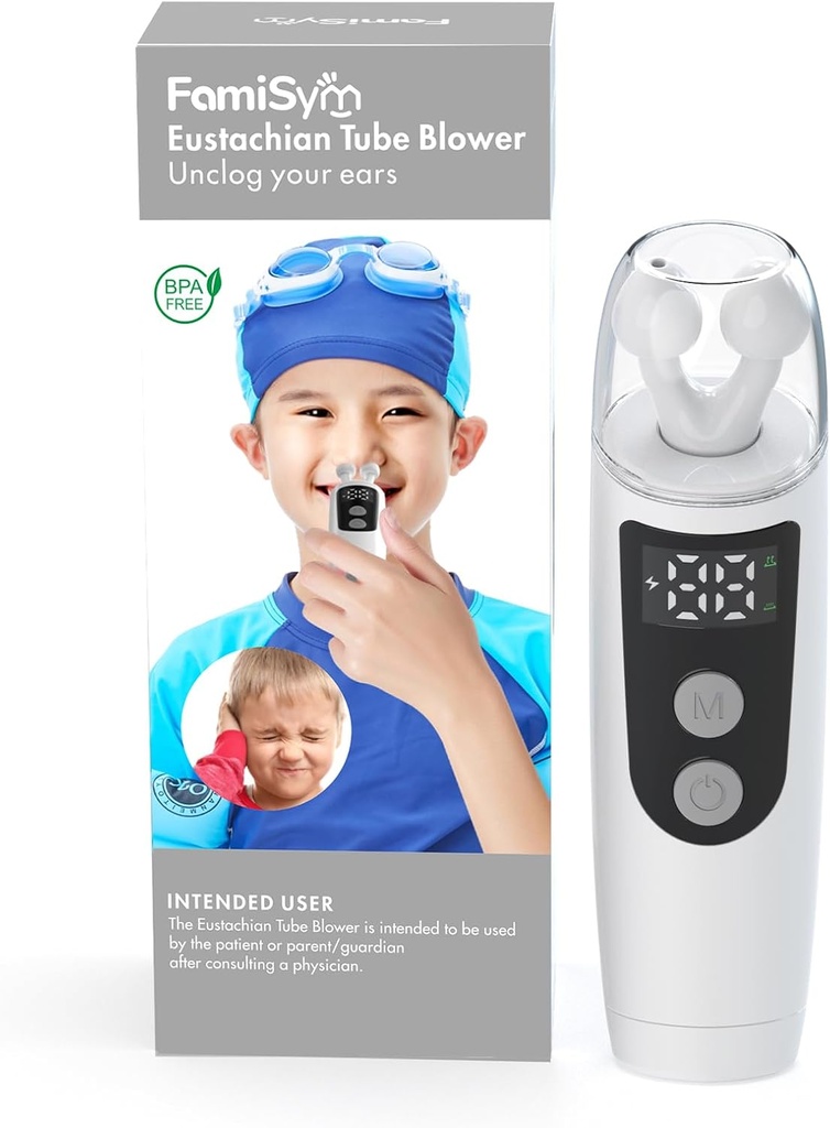 Keluarga Eustachian Tube Unclogger, Ear Pressure Relief Device Home for Tinnitus and Ear Pain, Mempertahankan neraca Tekanan Ear, Menghilangkan Ketidaknyamanan Ear, 501- white