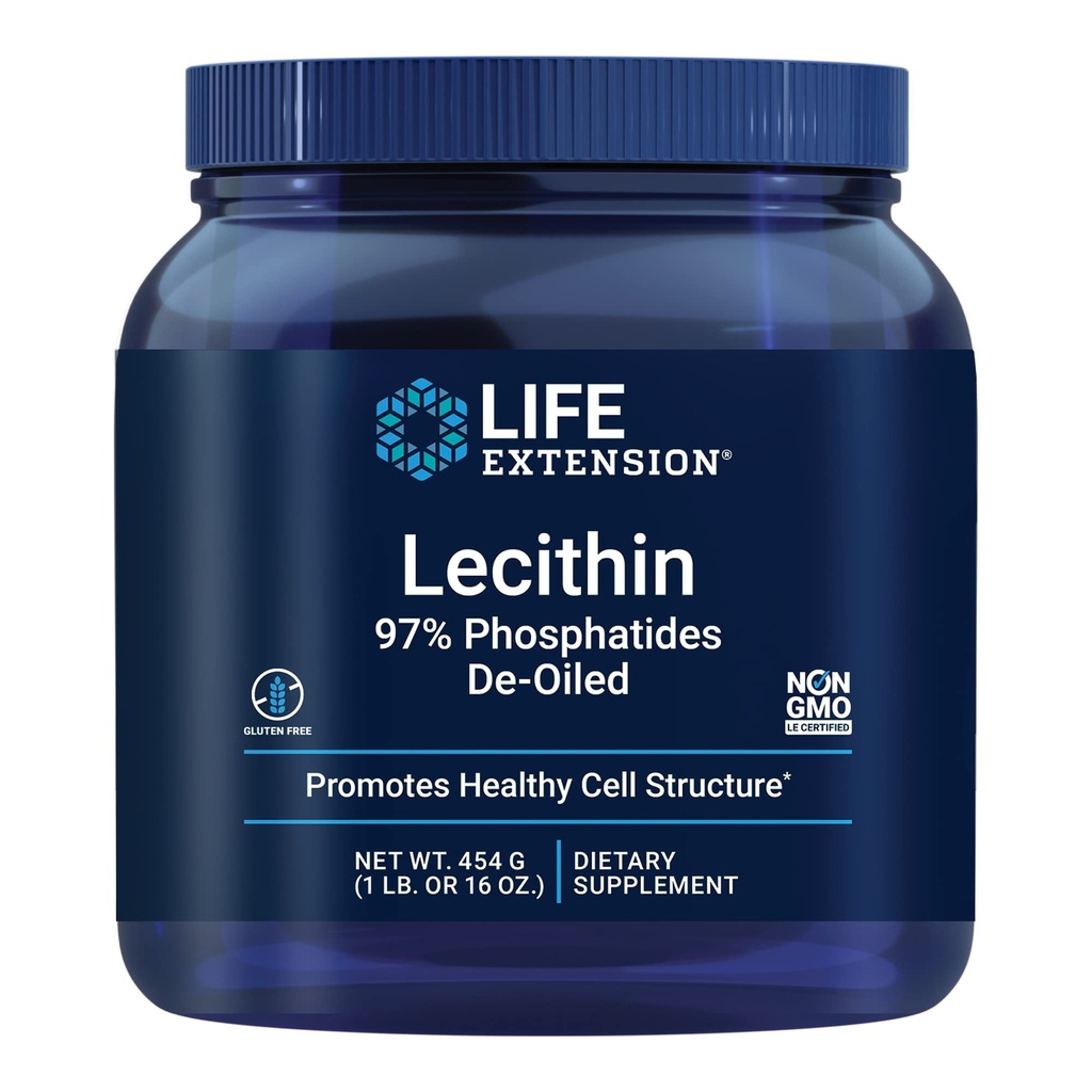 Life Extension Lecithin, Primoles Healthy Cell Structure and Fungsi dalam The Brain, Gluten Free, Non-GMO, Vegetarian, 454 Grams