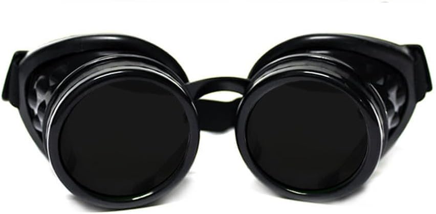 GloFX Steampunk Goggles Tited - Rave EDM Festival Aksesoris - Gothic Cosplay Welder Goggles - Black Goggles with Dark Tint Lensa