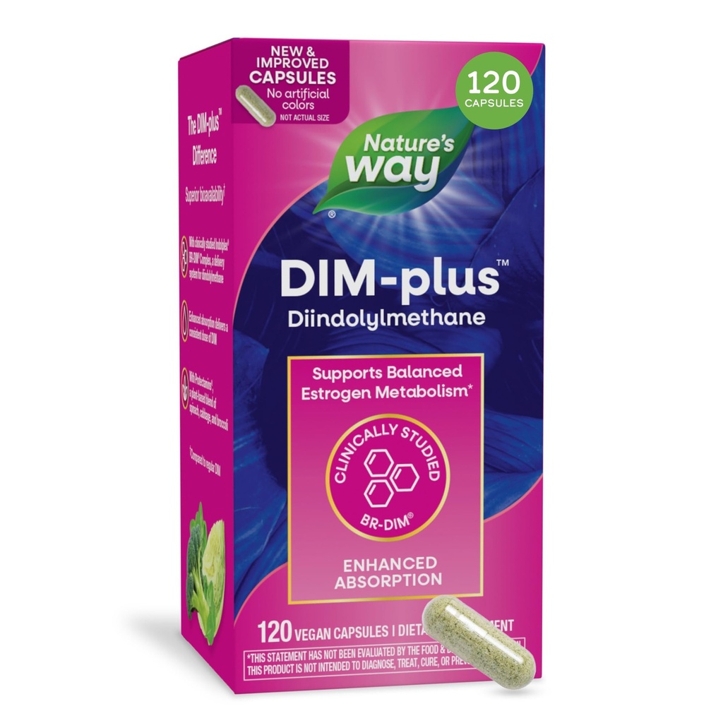 Nature 's Way DiM- Plus, Tambahan DIM, Pendukung Estrogen Etabolisme *, Mendukung Keseimbangan Hormone Estrogen *, Diindolylmetana, 120 Vegan Capsules