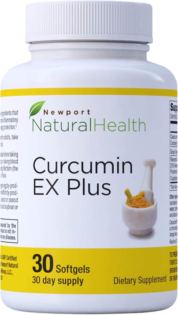 Suplemen Curcumin Turmeric, Curcumin EX Plus dengan Ekstrak Grapeseed, Resveratrol & Red Wine Polyphenos untuk Kesehatan Gabungan & Heart, Kompleks Curcuminoid 500mg Capsules