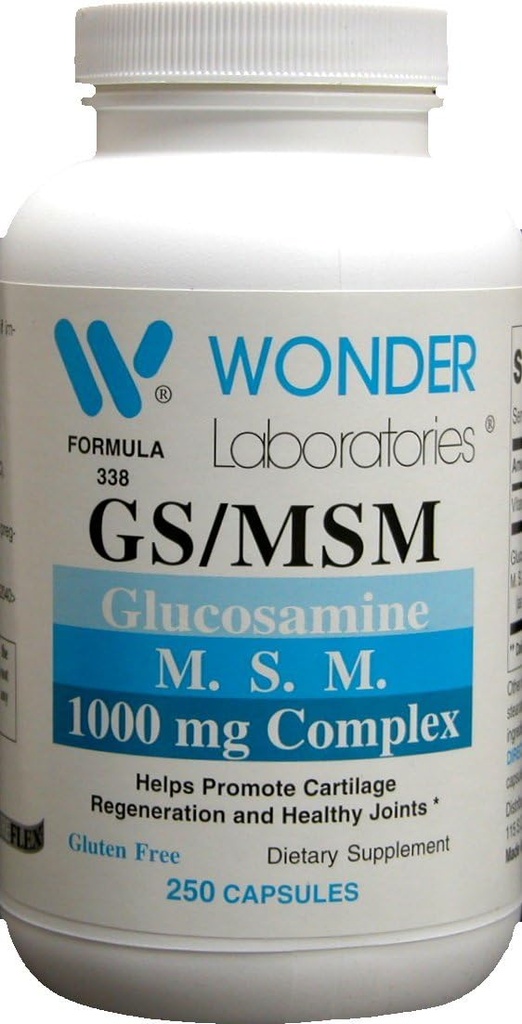 Wonder Labs Glucosamin / MSM, Membantu Rekregenerasi Kartilago dan Joints Sehat - 250 Capsules