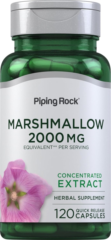 Piping Rock Marshmallow Root Supplemen 12.4; 2000mg 124; 120 Capsules 12.4; Herbal berkonsentrasi Ekstraksi 126; Non-GMO, Gluten Bebas