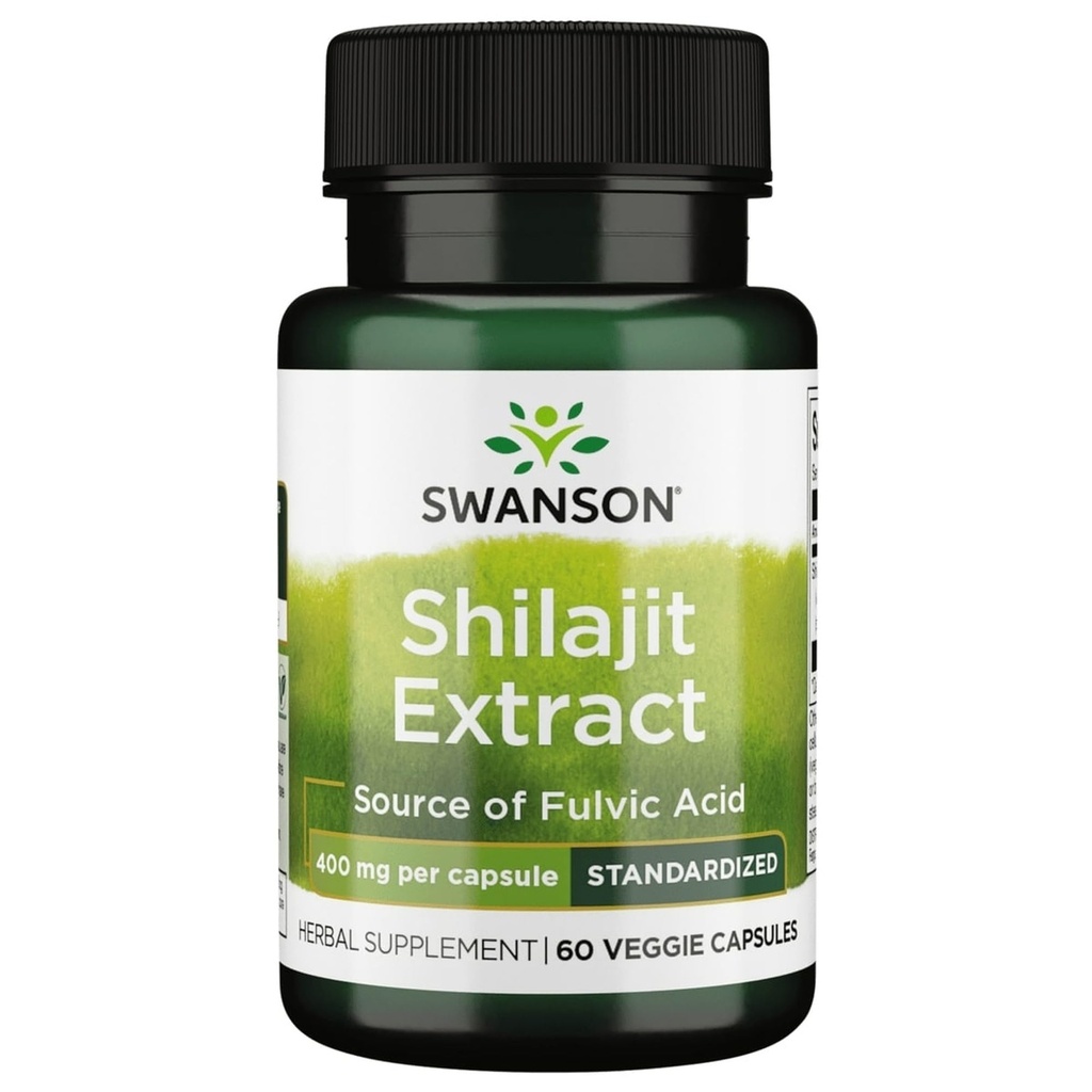 Swanson Shilajit Extract - Herbal Supplement Cell Promoting Cell Growth - Natural Formula for Overall Wellness - (400 Juta 60 Veg Capsules)