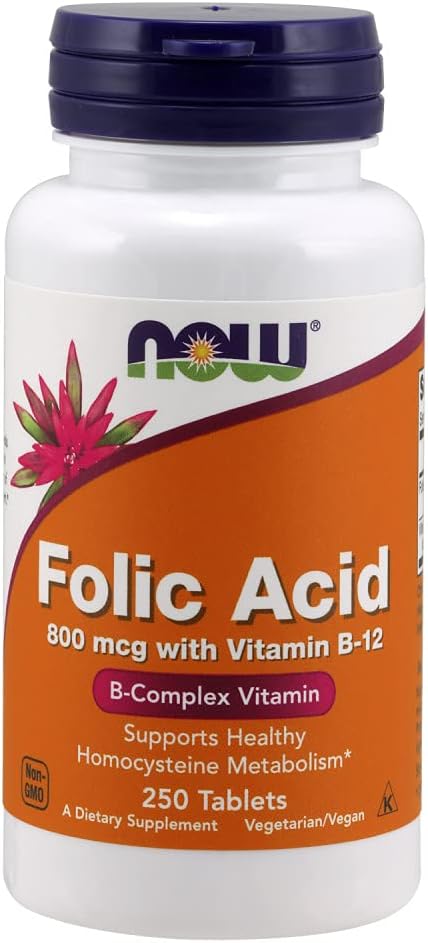 NOW Foods Folic Acid 800 mcg Tab (Pack of 2)
