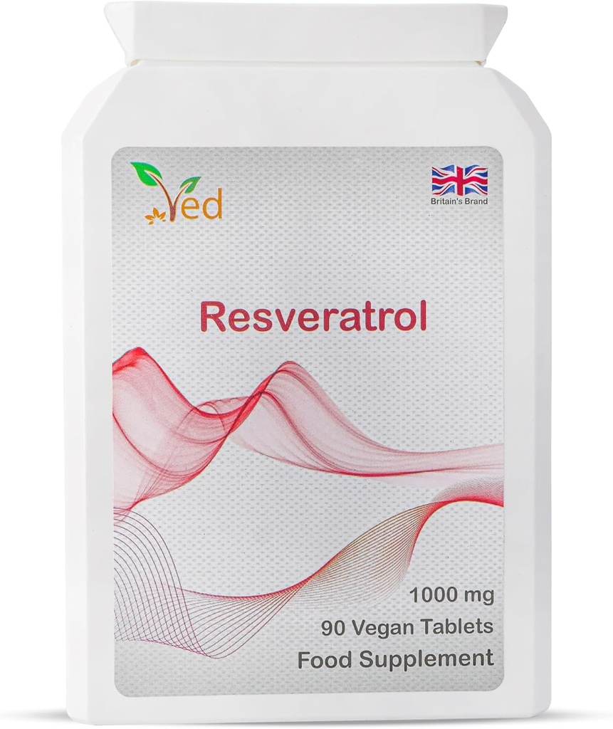 Ved RESVERATROL 1000 mg 90 Tablet, PowerAntioksidants &, Promotes Antiaging, Dukungan Cardiovascular, 90 Day Supply per Botol.