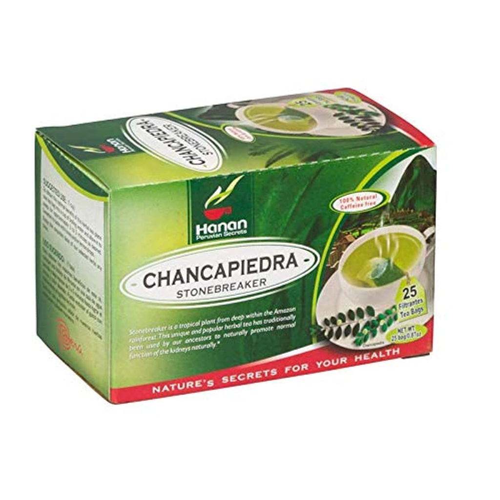 Stone Breaker Chanca Piedra Herbal Tea - 100% Naural dari Peru (25 Tea Bags) Natural Ginney Cleanse & Galley Stones Support - Detoxify Urinary Tract, Flush Ipurities, Clear System