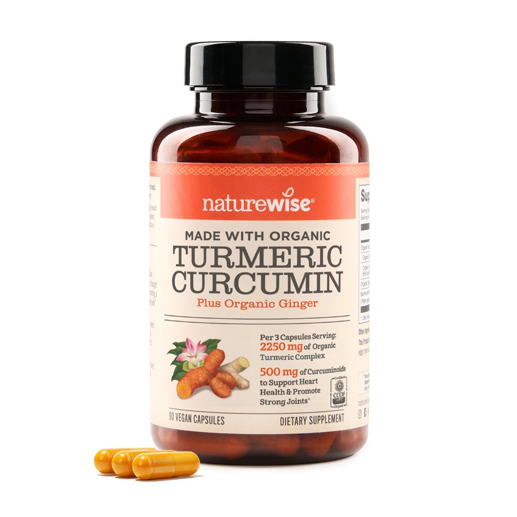 NatureWise Curcumin Turmeric 2250mg - 95% Curcuminoid & BioPerine Black Pepper Extract for Advanced Absorpsi - Daily Joint and Imune Health Support - Vegan, Non-GMO, 90 Count [30- Day Suppply]