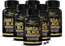 FREZZOR Omega 3 Black for Joint Care & Comfort - New Zealand Green Lipped Mussel Oil Capsules; 53x Higher Potency with UAF1000 + Super Antioksidant, No Fishy Aftertaste, 450mg, 6- Pack, 360 Softgels