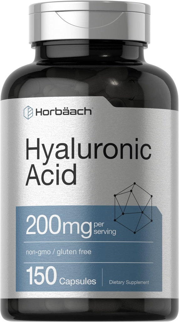 Horbach Hyaluronic Acid Supplement: 124; 200 mg 124; 150 Capsules 14; Non-GMO dan Gluten Free Suplement