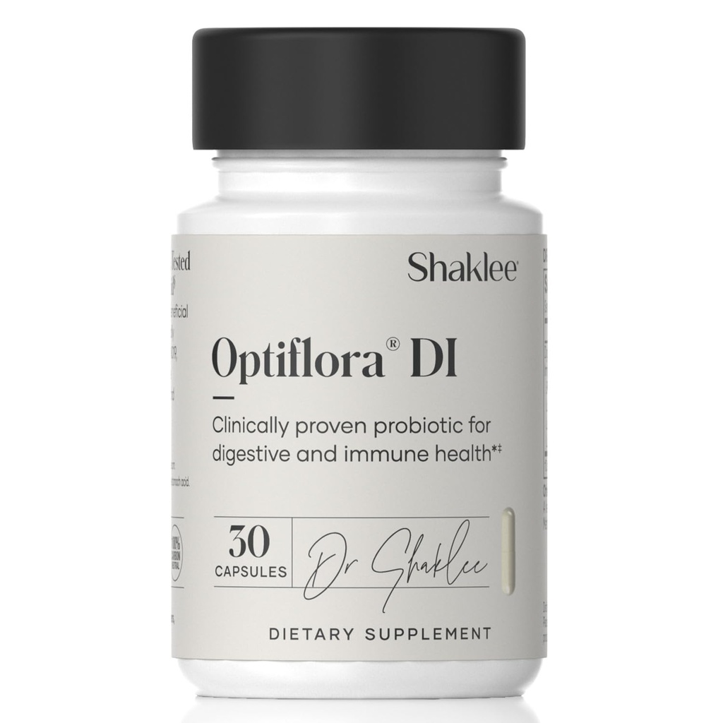Shaklee - Optiflora ® DI Probiotic -10 Milyar CFUs - 4 Jas Strains - Bifibacterium laktis HN019 ™ - Mendukung saldo Intestinal Flora & Regularitas - Gluten, Soy & Dairy Free - 30 Capsules