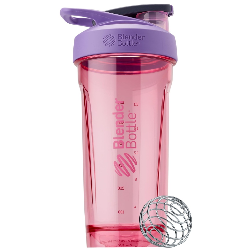 BlenderBottle Sport Shaker Bottle with Wire Whisky, 28-Ounce, Purple - Protin Shakes & Hydration for Athletes & Fitness Enabsaists, Easy Mixing, Durable & Lighweight, Lockable Lid