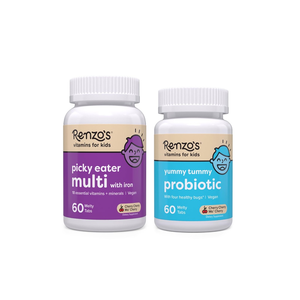 Vitamin Renzo Happy Tummies Bundle, Progres for Kids and Picky Eater Kid Multivitamin