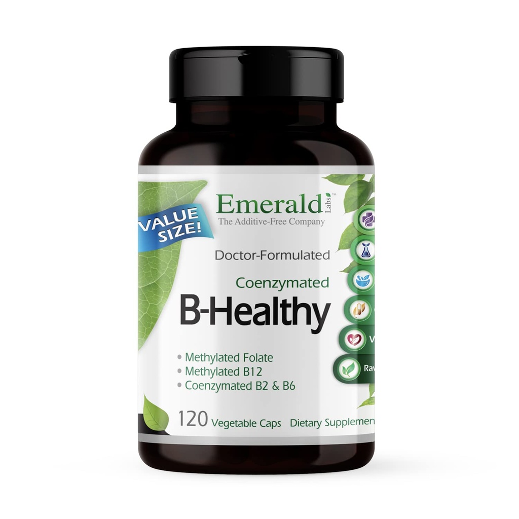 EMERALD LABS B-Heally - Vegan Vitamin B Complex - Includes Methoylated Folic Acid & Full Spectrum B Vitamins - Support Imune, Brain & Heart Health * - 120 Vegetable Capsules