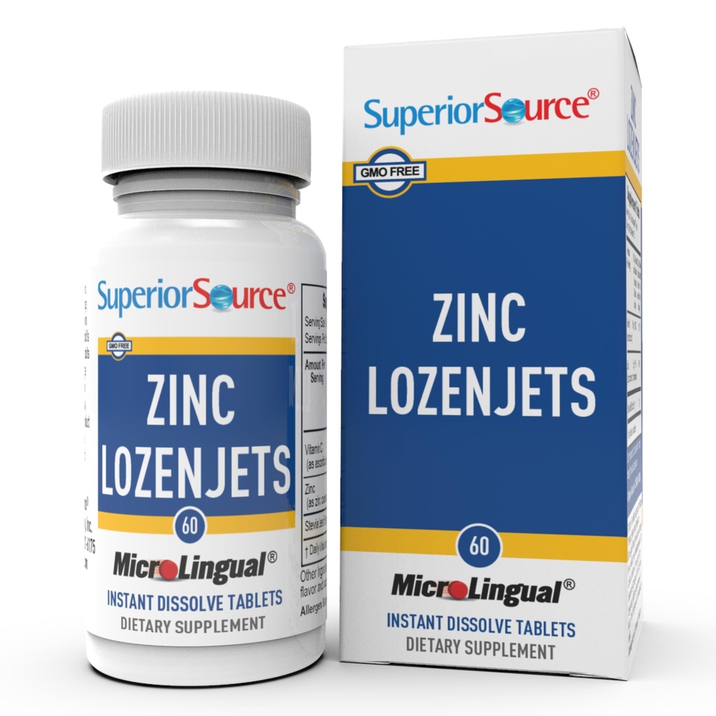 Sumber Superior Zinc Lozenjet - Supmune System Support - Trace Mineral Supplement Systems & Functions - Zinc Supplemen Perempuan & Men - 60 Instant Dissolve Tablet