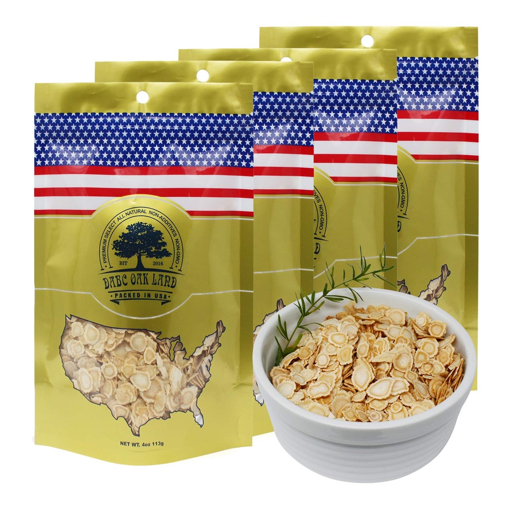 4 Bags of American Ginseng Slices dari Wisconsin, DOL American Wisconsin Ginseng Slices Root for Tea, Energy for Men Women Mental Health Boosts Imunity, Gluten Free, Gluten