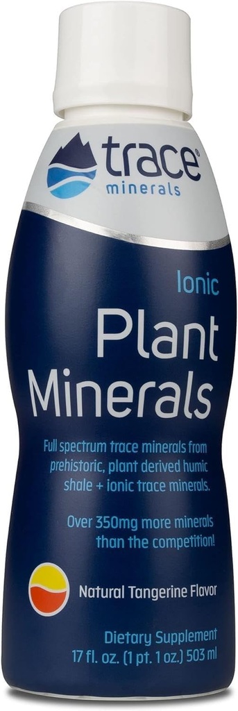 Trace Minetered 124; Liqiud Ionic Plant Minerals 124; Dieter Supplemen 124; Vegan tersertifikasi, Non GMO, Gluten Free, BPA Free, Third Party Tested 124; Tangerine 124; 17 Fl Oz
