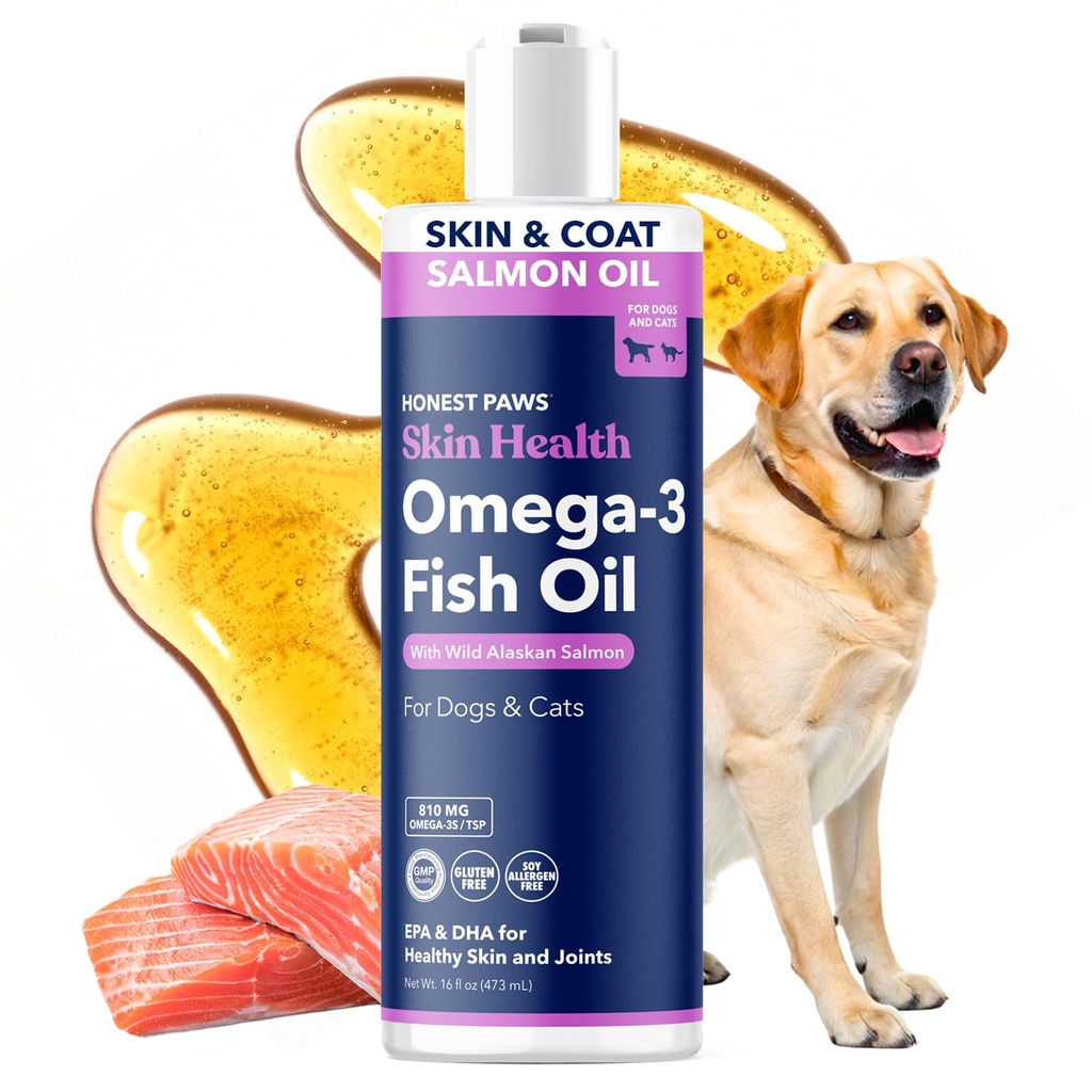 Paws Wild Alaska Salmon Oil for Dogs & Cats - Omega 3 Fish Oil Supplement for Skin, Coat, Joint & Heart Health - Natural, Supcable Sourced, 16 oz