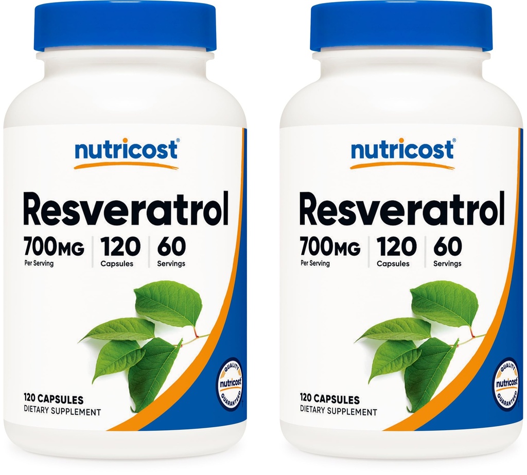 Nuttricost Resveratrol 700mg; 120 Vegetable Capsules - 50% Trans- Resveratrol (2 Botol)